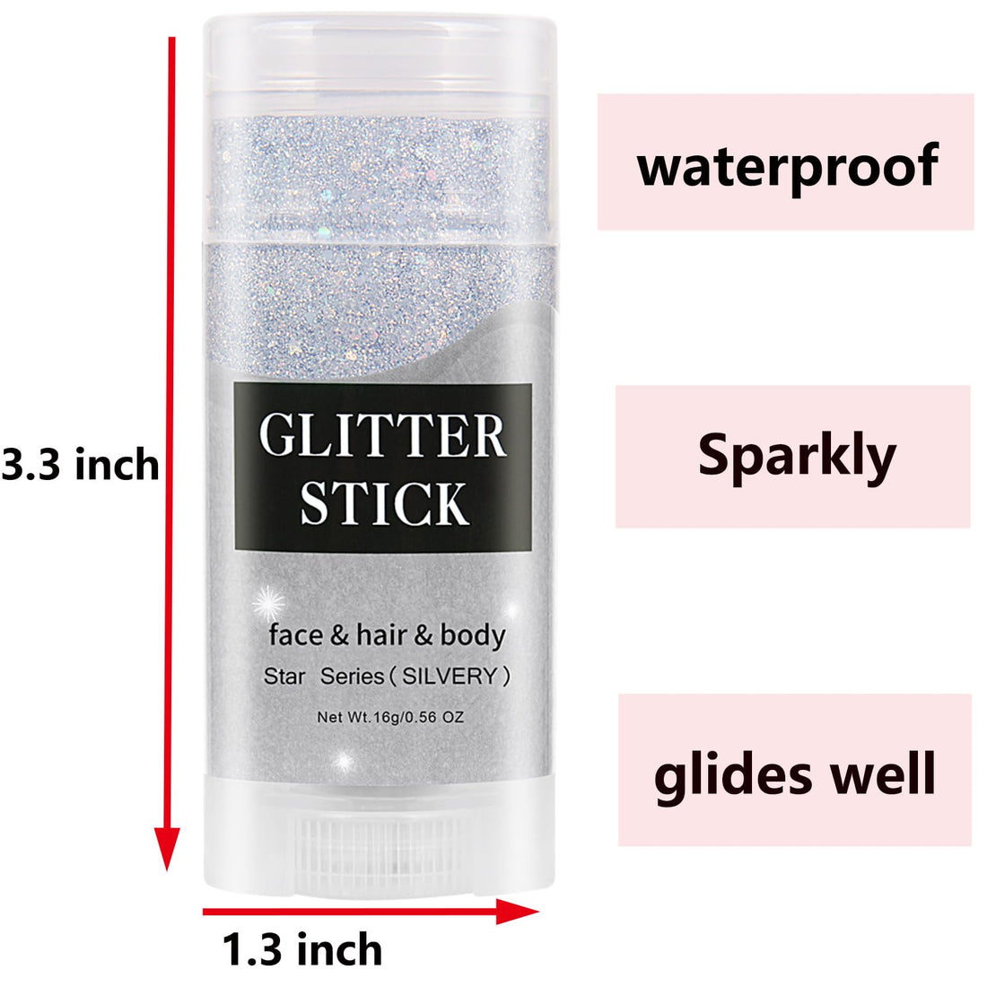 MEICOLY Silver Body Glitter Stick,Waterproof Halloween Face Glitter Gel,Chunky Glitter Face Paint,Mermaid Sequin Hair Glitter Makeup,Sparkle Body Glitter for Women and Kid,Festival Accessories Glitter