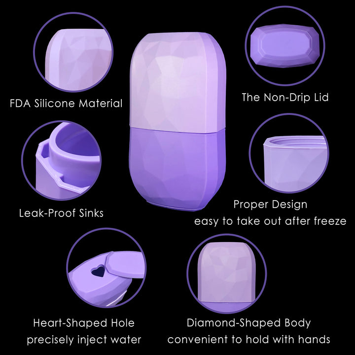 Silicone Face Roller Ice Mold Ice Roller Cryo Cube Ice Mold Beauty Skin Care Kit with Lavender Dried Flowers Cotton Pad for Face Eye Neck Ice Compress Remove Fine Lines Shrink Pores Reduce
