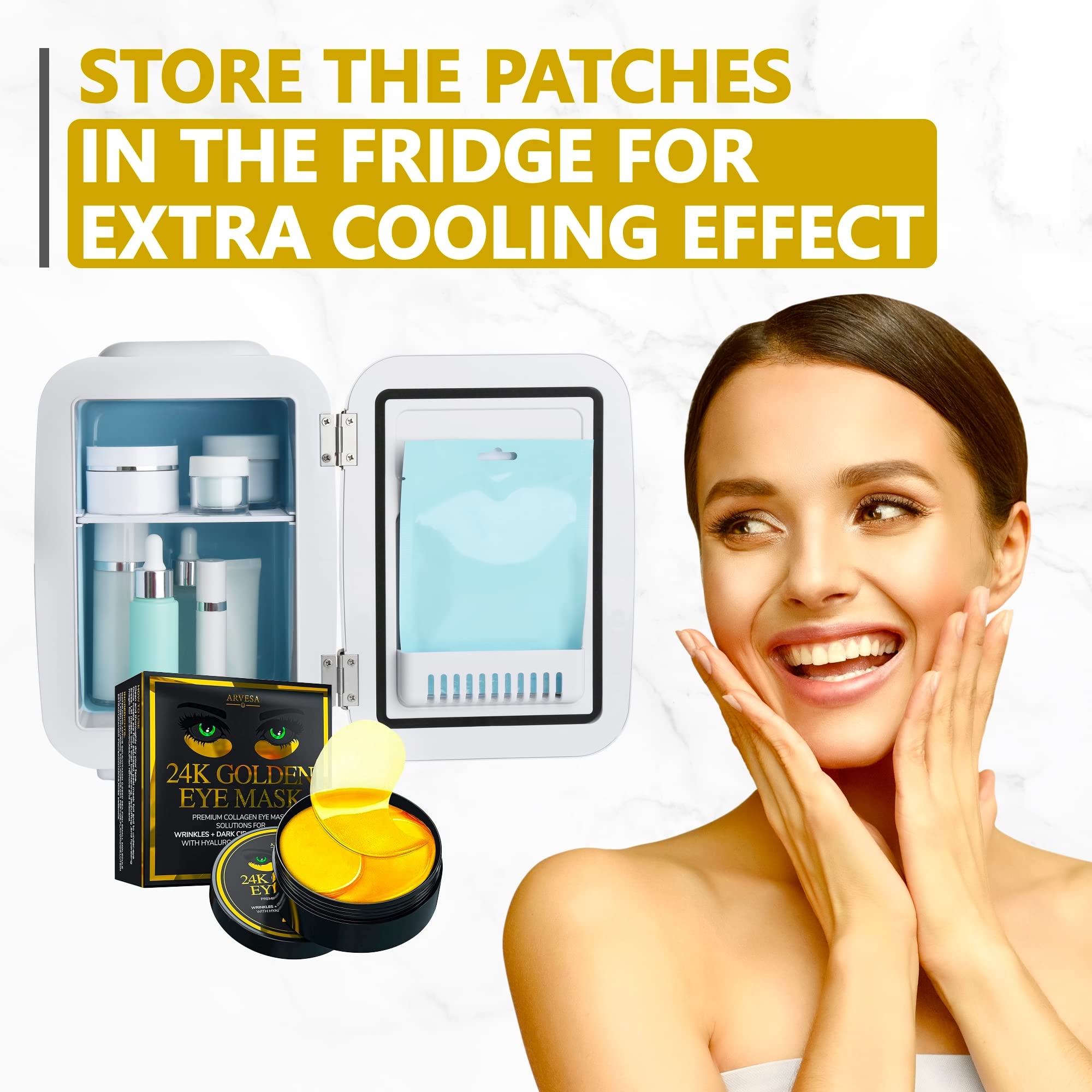 Luxury Under Eye Patches - 24K Gold Eye Mask Anti-Aging Hyaluronic Acid - Under Eye Mask For Reducing Dark Circles & Puffy Eyes (15 Pairs) - Under Eye Bags Treatment