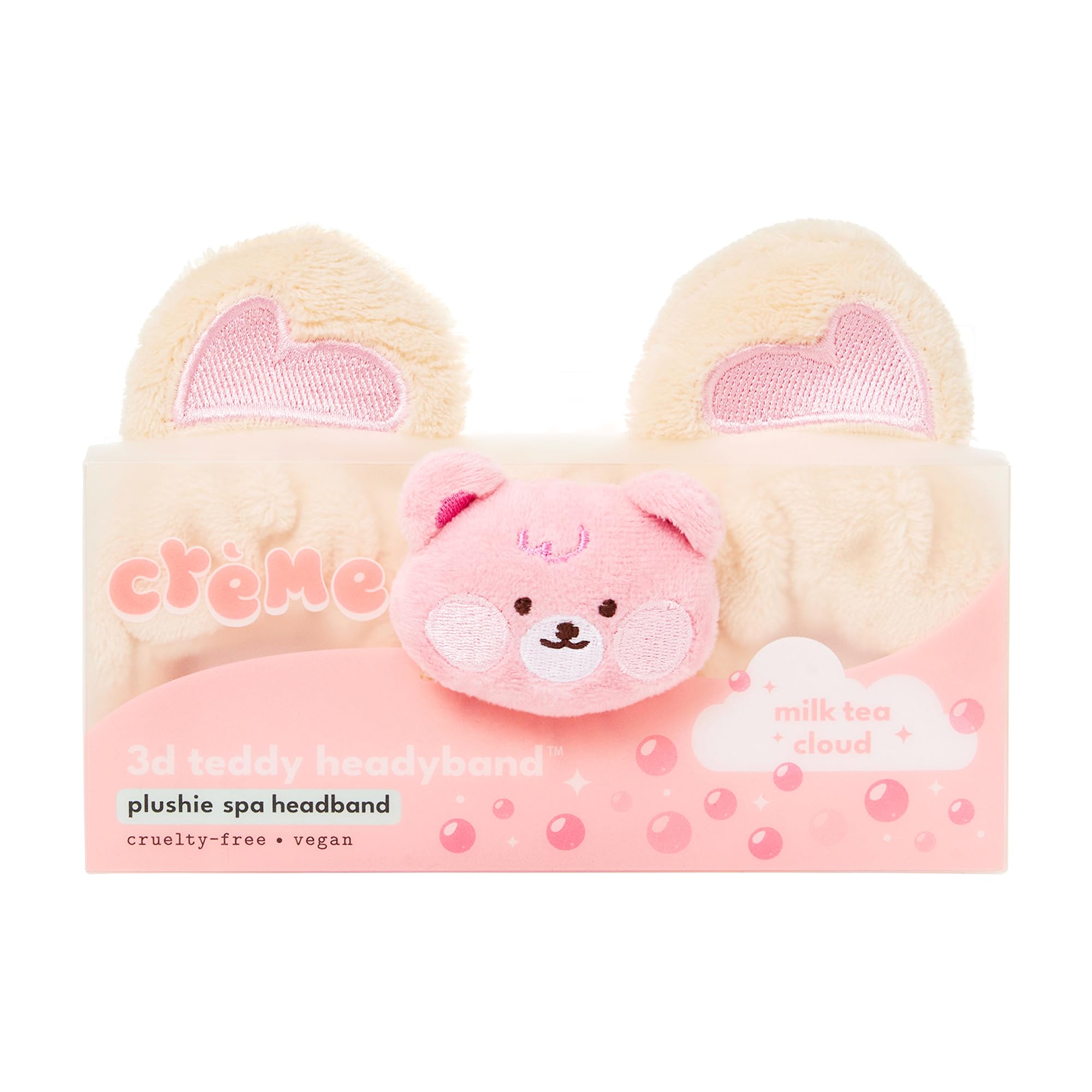 The Crème Shop Boba Bears 3D Teddy Headyband | Spa Headband | Headband for Washing Face | Skincare Headbands | Headbands for Women (Milk Tea Cloud)
