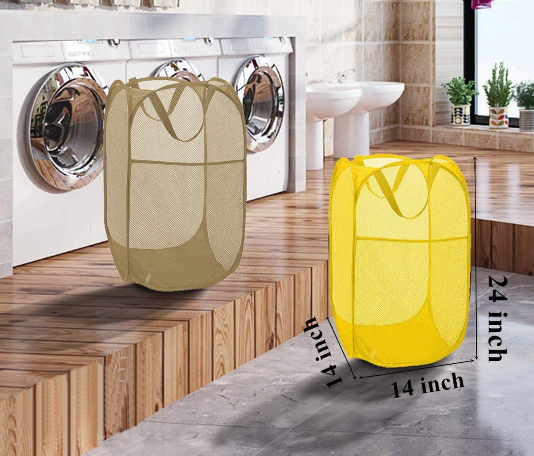 Portable Large Rectangle Laundry Basket with Carry Handles Big Heavy Duty Pop Up Nursery Clothes Hamper Folding Mesh Room Organizer Storage Red