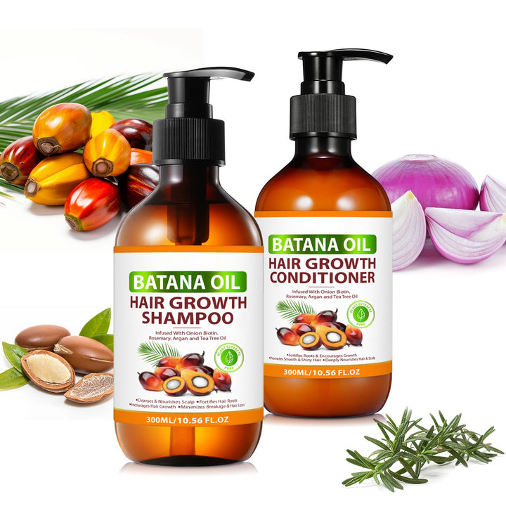 Biotin Batana Oil Shampoo and Conditioner Set - Organic With Onion, Rosemary, Argan Tea Tree - Thickening Products for Women and Men Hair Growth & Loss