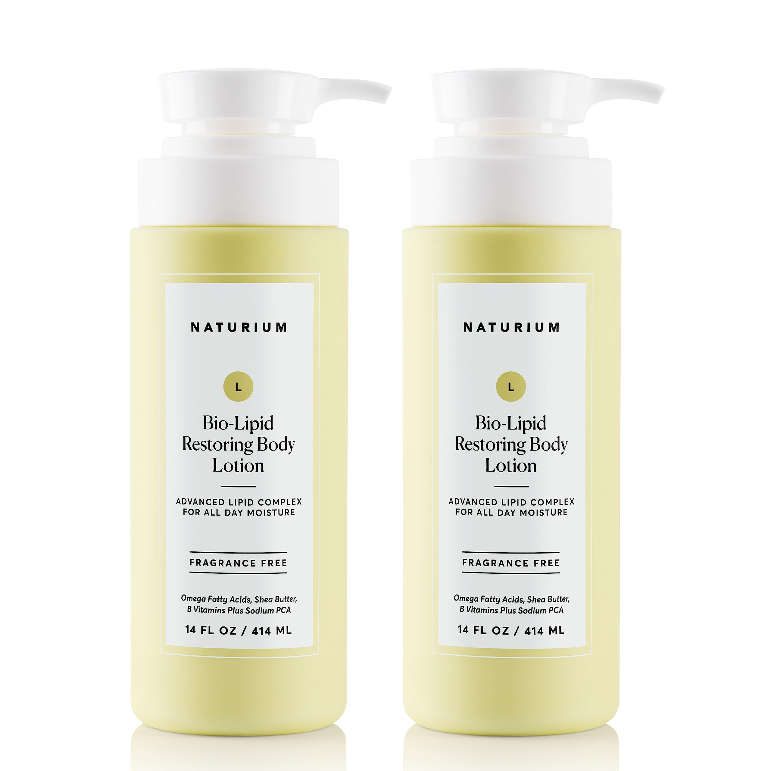 Naturium Bio-Lipid Restoring Moisturizing Body Lotion with Shea Butter, Fragrance Free, 14 oz (Duo 2-Pack)