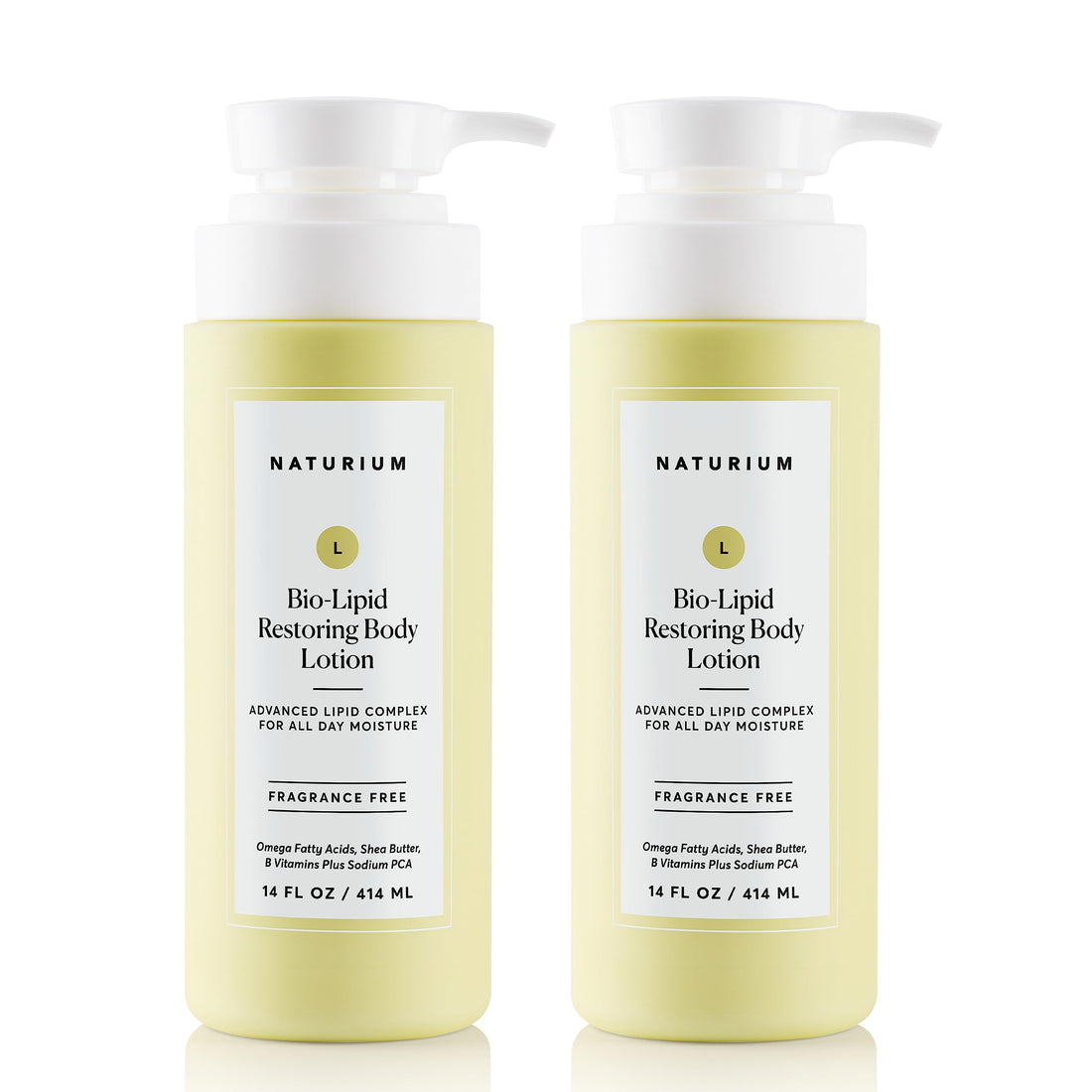 Naturium Bio-Lipid Restoring Moisturizing Body Lotion with Shea Butter, Fragrance Free, 14 oz (Duo 2-Pack)