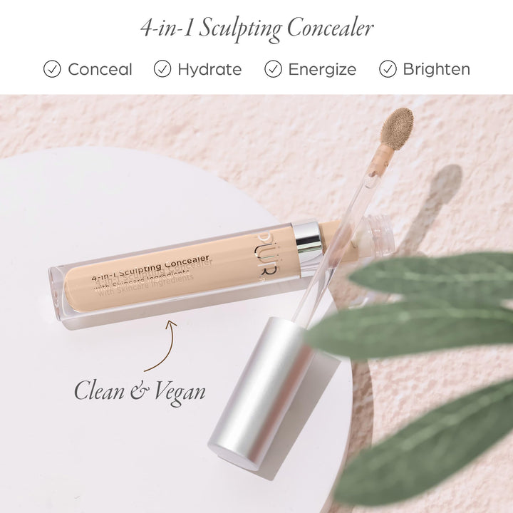 PÜR Beauty 4-in-1 Sculpting Concealer, Moisturizing Formula, Covers Imperfections, Lightweight medium to full coverage, Revitalizes Complexion, Cruelty-Free, Gluten Free- MN3, 1 Count (Pack of 1)