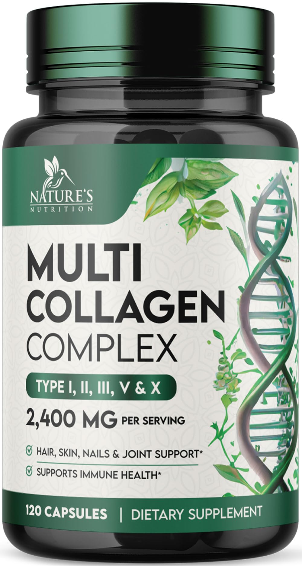 Collagen Peptides for Women & Men - Type I, II, III, V, X Multi Collagen, Hydrolyzed Collagen Supplement Supports Hair, Nail, Skin, Bone and Joint Health with Vital Nutrients & Proteins - 120 Capsules