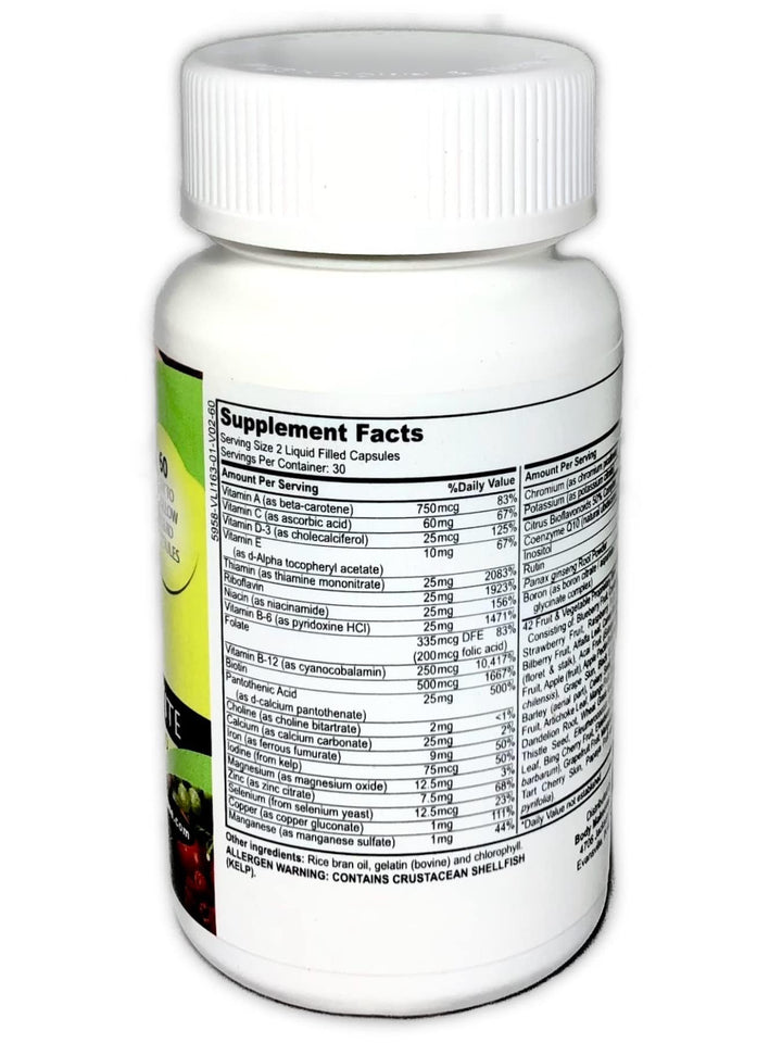 Skinny Jane | Best Daily Multi Vitamin Formula | Supports Immune System| Increases Energy | Well Being Formula | Unique Fruit and Veggie Blend (60 Easy to Swallow Liquid Caps)