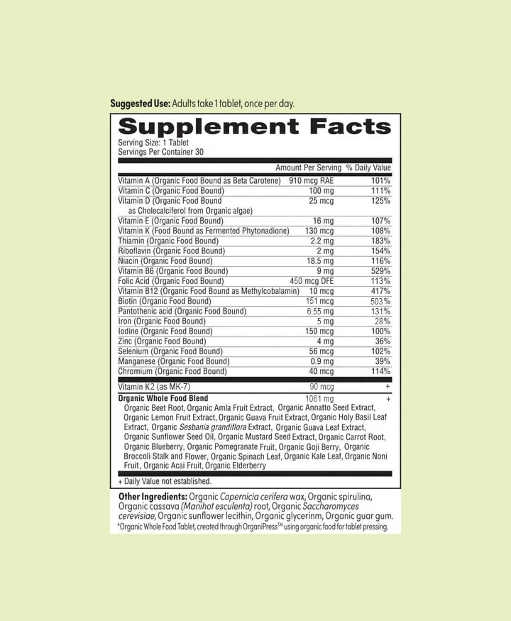 EarthFirst Organic Once Daily Multi for Women 50+, 30 Count