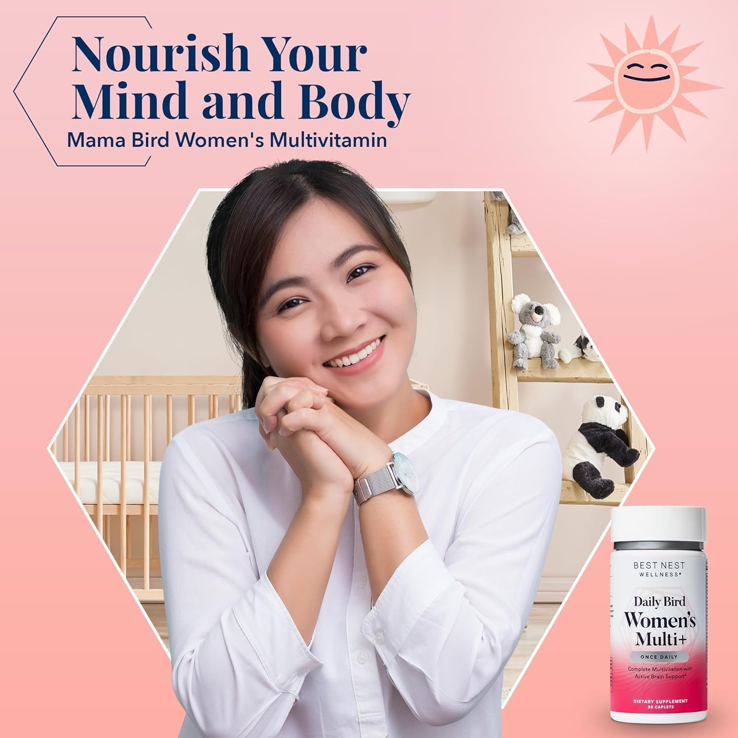 Best Nest Wellness Women's Multi Plus - Brain & Body Health Support Supplement - Gentle Iron Supplement for Energy Support - Supplement for Women with Methylated Vitamins - 30 Capsules