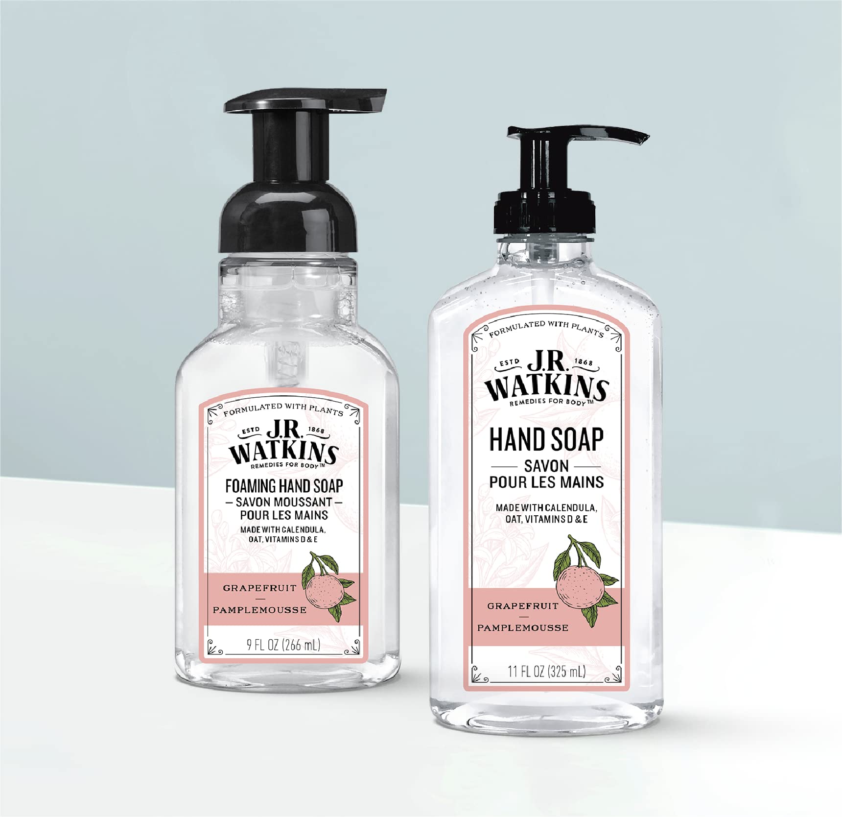 J.R. Watkins Foaming Hand Soap, Grapefruit, 6 Pack, Scented Foam Handsoap for Bathroom or Kitchen, USA Made and Cruelty Free, 9 fl oz