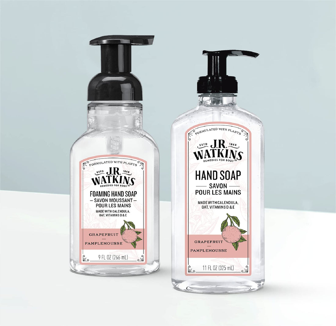 J.R. Watkins Foaming Hand Soap, Grapefruit, 6 Pack, Scented Foam Handsoap for Bathroom or Kitchen, USA Made and Cruelty Free, 9 fl oz