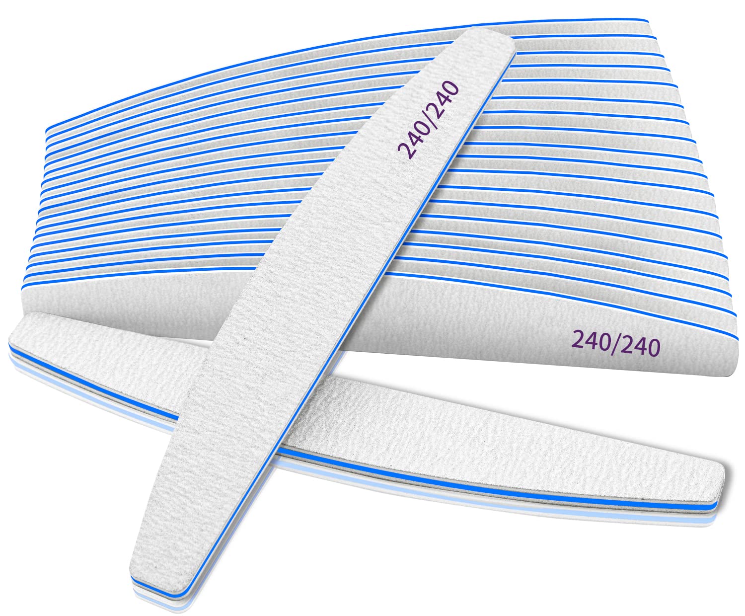 12 PCS Professional Nail File, 240/240 Grit Nail Files for Natural Nails Emery Boards Nail File Doubled Sides Washable Fine Grit Nail File Manicure Tools for Home and Salon Use