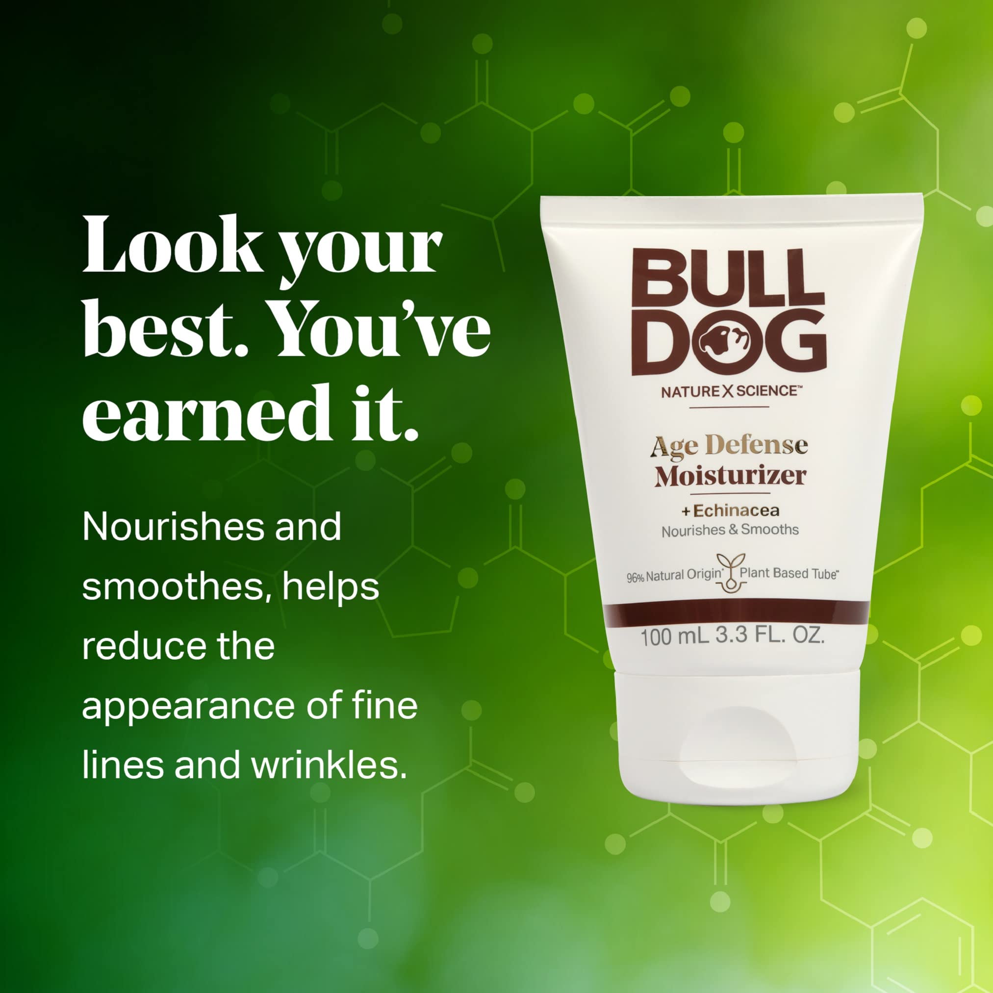 Bulldog Mens Skincare and Grooming Age Defense Moisturizer with Vitamin E, 3.3 Fl. Oz. - Pack of 2