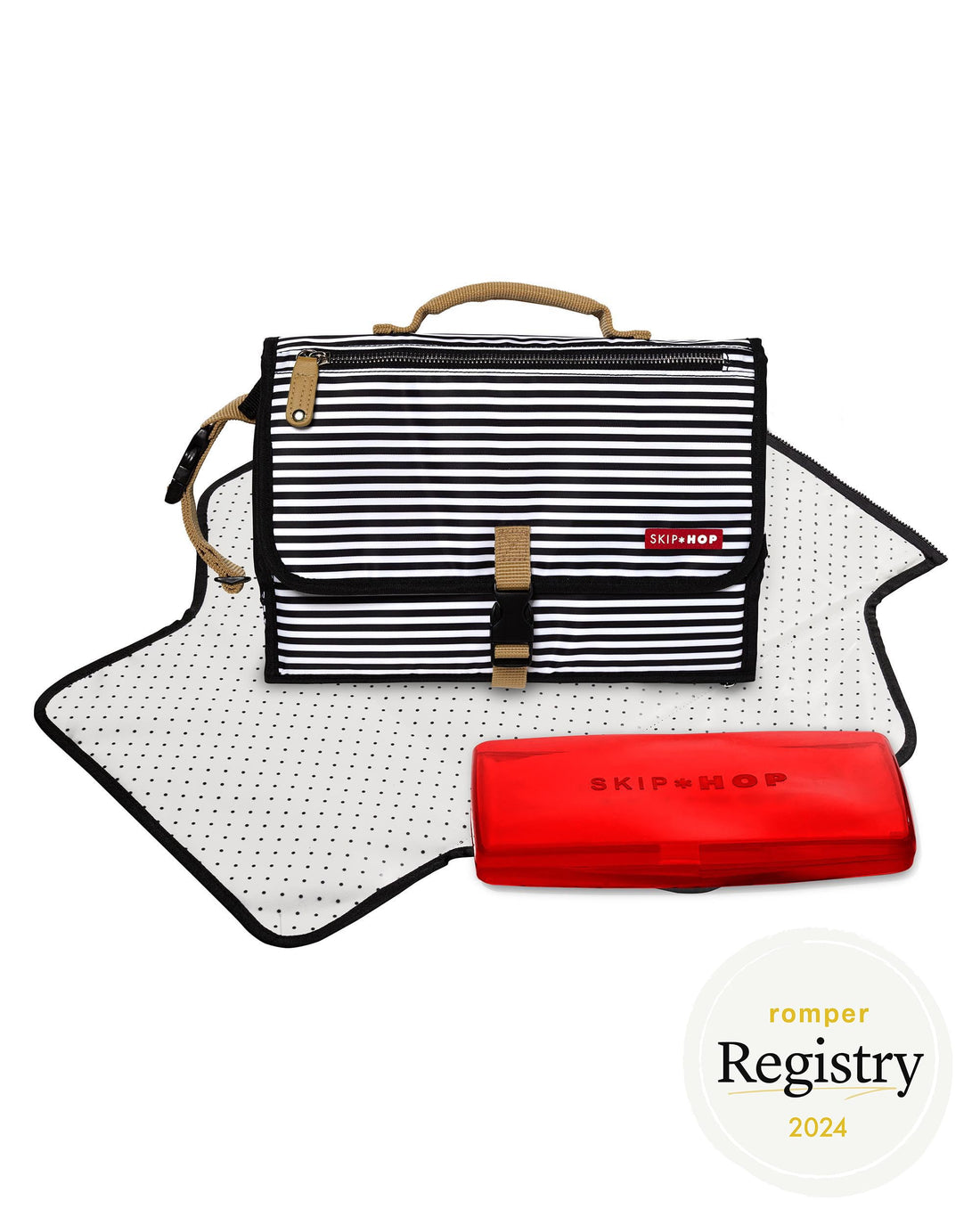Skip Hop Portable Baby Changing Pad, Pronto, Black & White Stripe