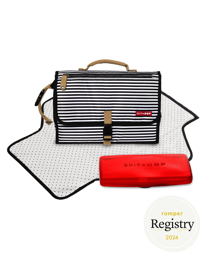 Skip Hop Portable Baby Changing Pad, Pronto, Black & White Stripe