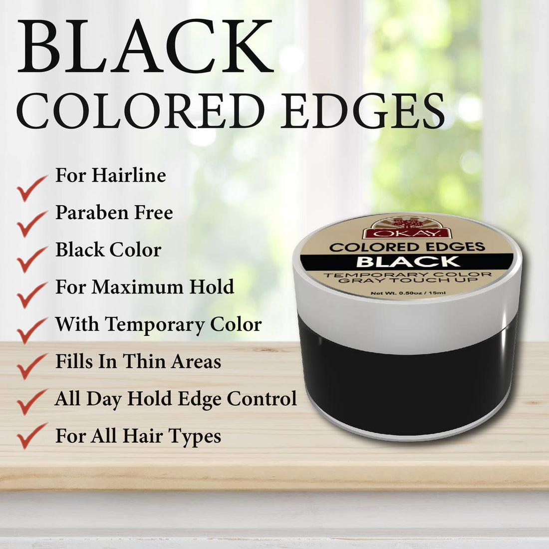 Okay Colored Edges, Black, 0.5 Ounce