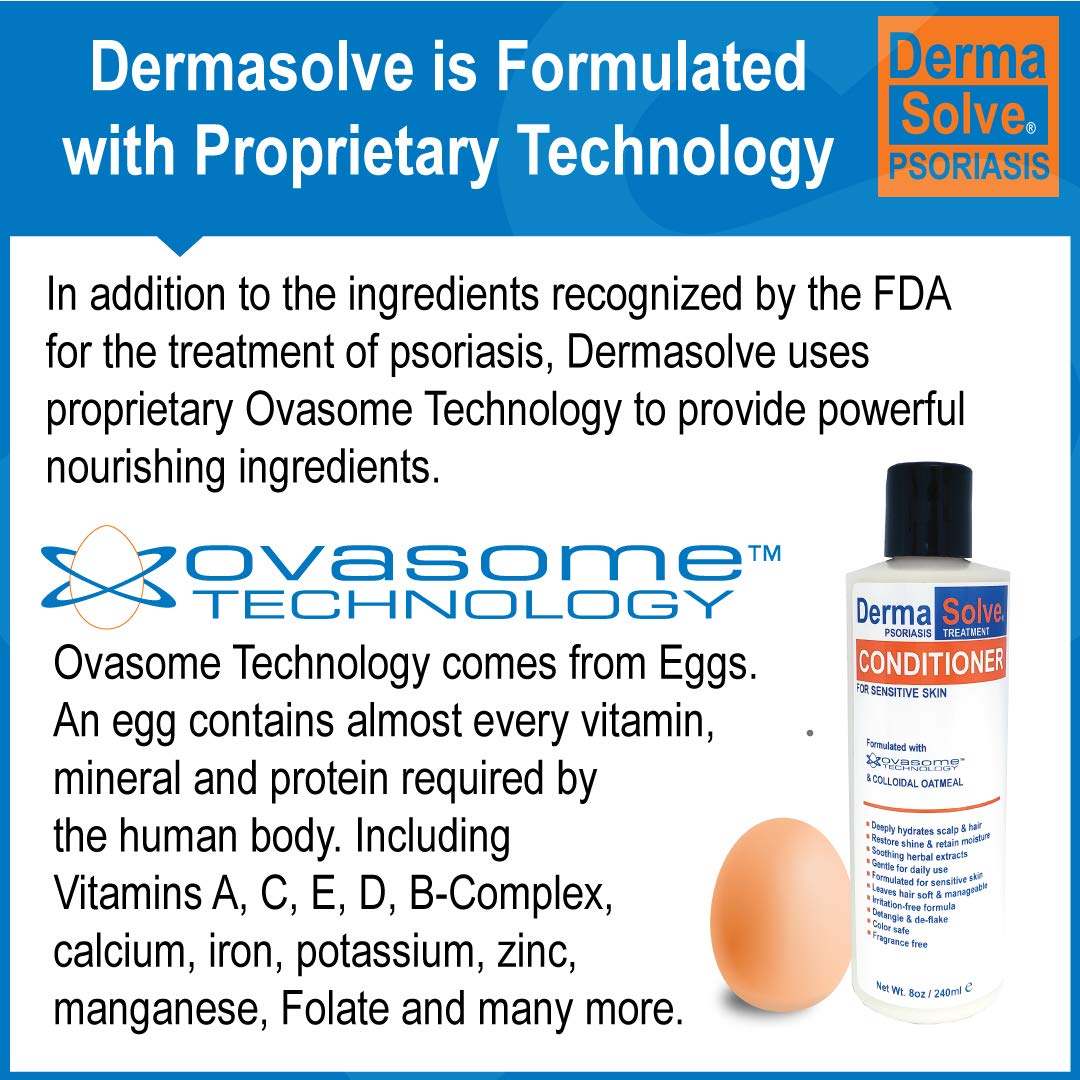 Dermasolve Psoriasis Conditioner - Soothing Anti Dandruff, Seborrheic Dermatitis, Sensitive Skin, Flaky, Itchy, Dry Scalp & Damaged Hair Repair - Pack of 2