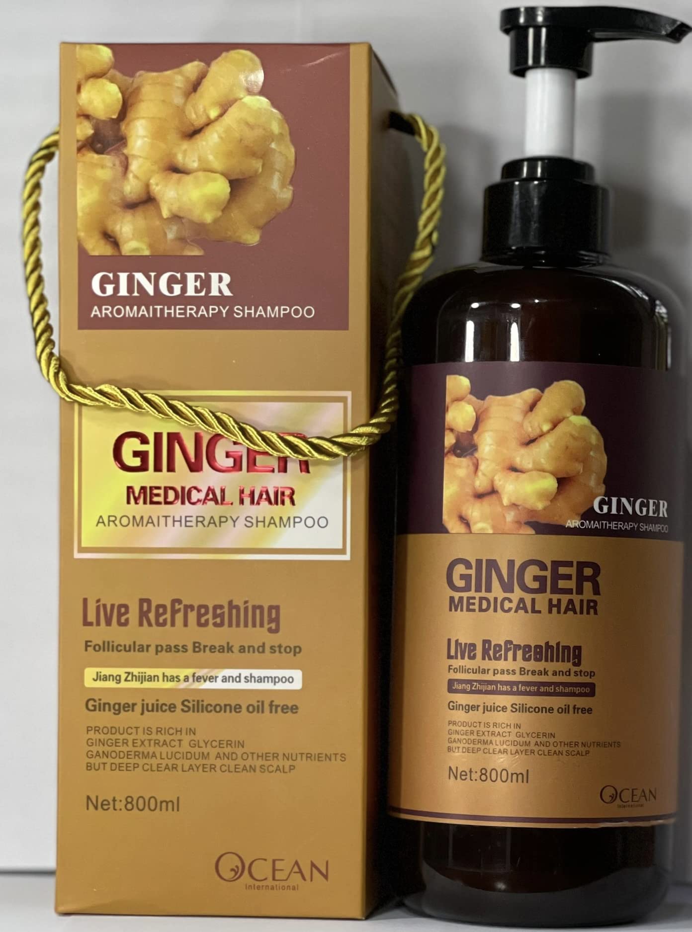 GINGER MEDICAL HAIR SHAMPOO, Promotes Hair Strength & Thickness with increased volume & reducing breakage (800 ML) WITH HERBAL INGREDIENTS (Shampoo), 27.0 Fl Oz, 1