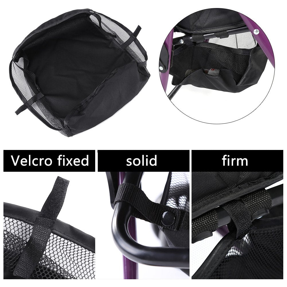 Yosoo Stroller Bottom Storage Bag, 2PCS Installable Baby Car Buggy Pushchair Basket Shopping Case Organizer with Magic Sticker and Buttons, A Stable Firm Place for Placing Kid's Supplies