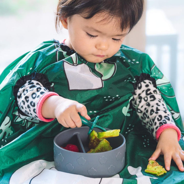 grabease Allover Waterproof Bib for Self-Feeding Infants and Toddlers, Machine Washable, Ages 6-24 Months, Navy