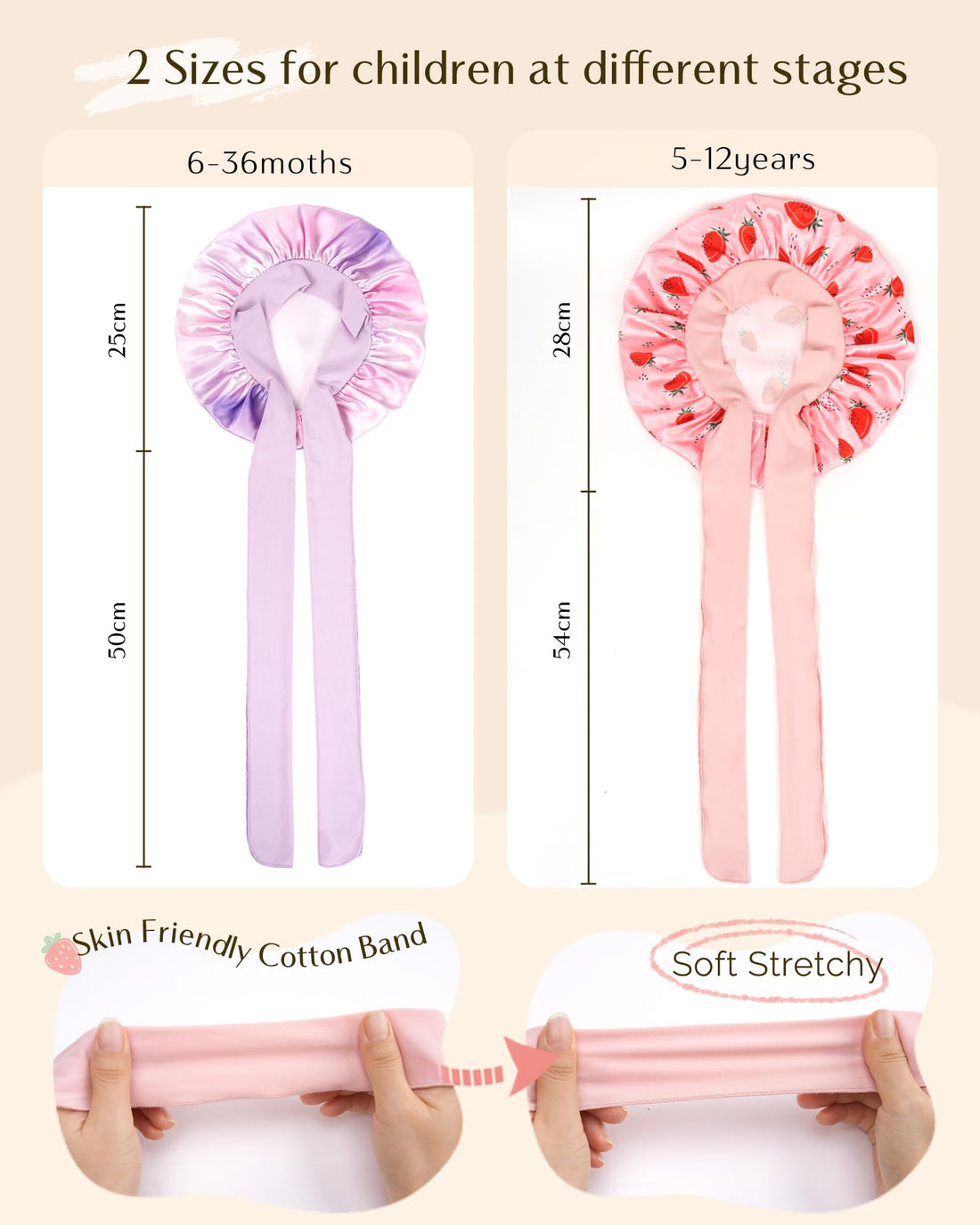 YANIBEST 2 PCS Toddler Bonnet Silk Satin Bonnet for Kids Sleeping Cap Curly Natural Hair Kids Bonnets for Girls Boys