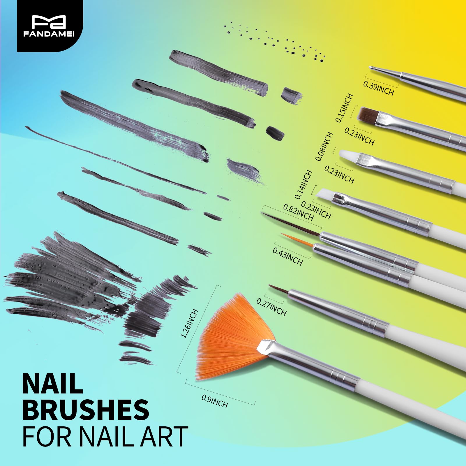 FANDAMEI Nail Art Tools, Nail Brush, 15 PCS Nail Art Brushes, 5 PCS Nail Dotting Tool, Nail Stand, Nail Holder For Painting Nails, Nail Tools, Nail Design Tools, White