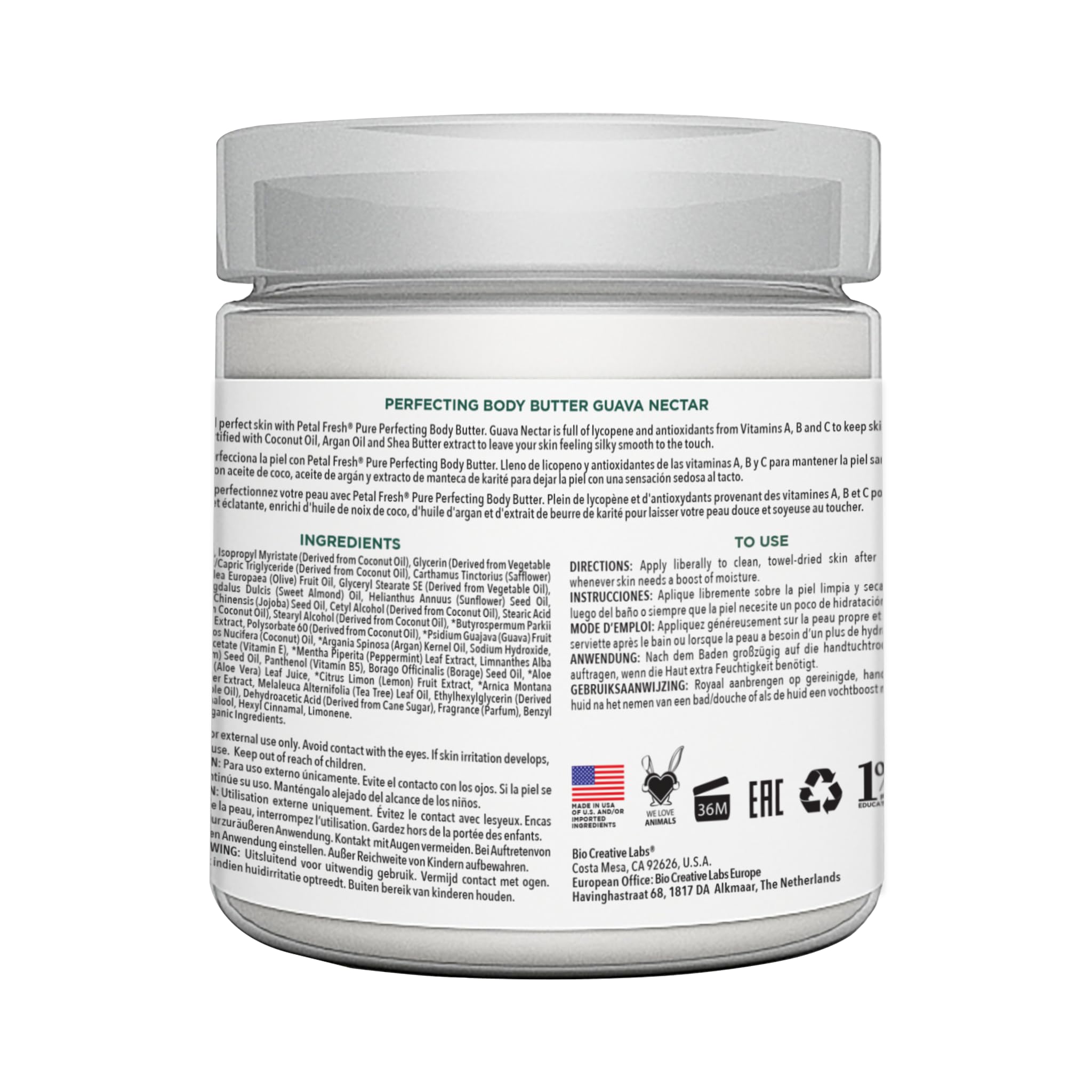 Petal Fresh Pure Perfecting Guava Nectar Body Butter - 237ml | Shea Butter, Argan Oil & Coconut Oil | No Mineral Oil, Silicones or Color | 100% Vegan, Cruelty Free