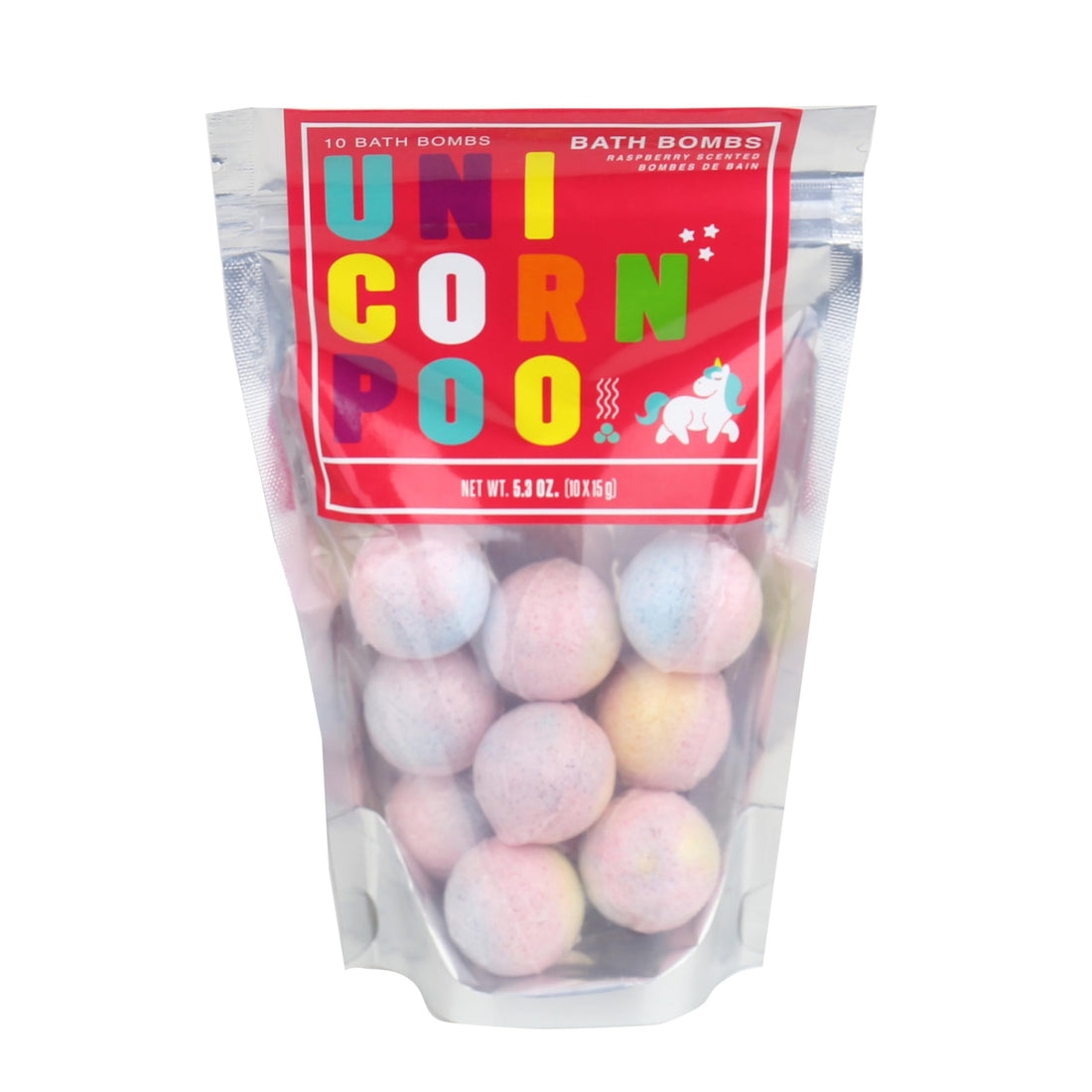 Gift Republic Ltd Unicorn Poo Pack Of 10 Raspberry Scented Rainbow Bath Bombs 150G