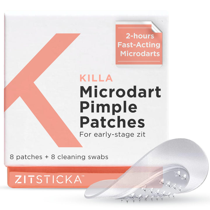 ZitSticka Killa Acne Patches for Face - World's Most Potent Pimple Patch with Fast-Acting Microdarts - Starts Working within 2 Hours for Deep, Early-Stage Zits & Blemish - 8 Count