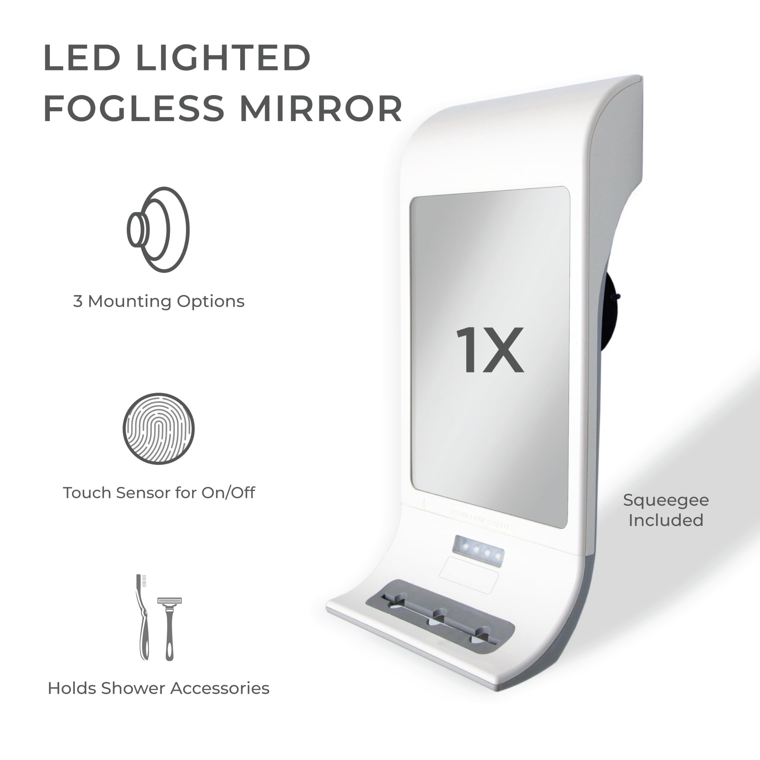 Zadro Fogless LED Lighted Touch Water Mirror, White