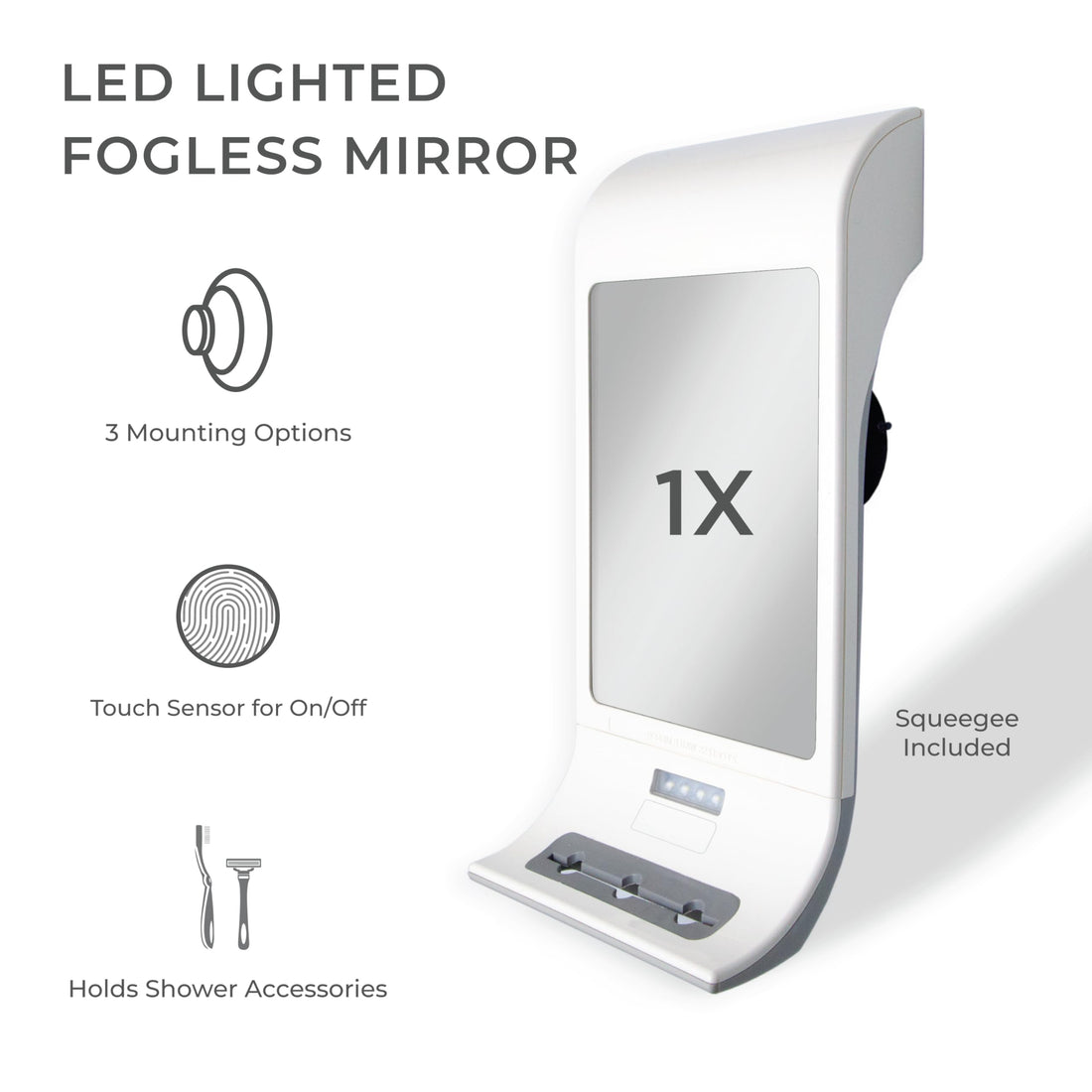 Zadro Fogless LED Lighted Touch Water Mirror, White