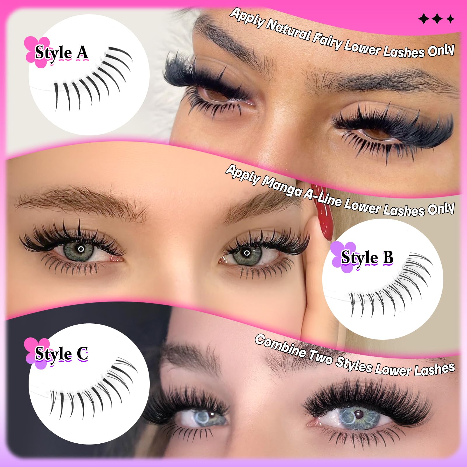 calphdiar Bottom Lashes Extension 552pcs Natural Lower Eyelash Clusters 5-7mm Bottom Lash Clusters 2 Styles Individual Lashes DIY Bottom Cluster Eyelash Extensions