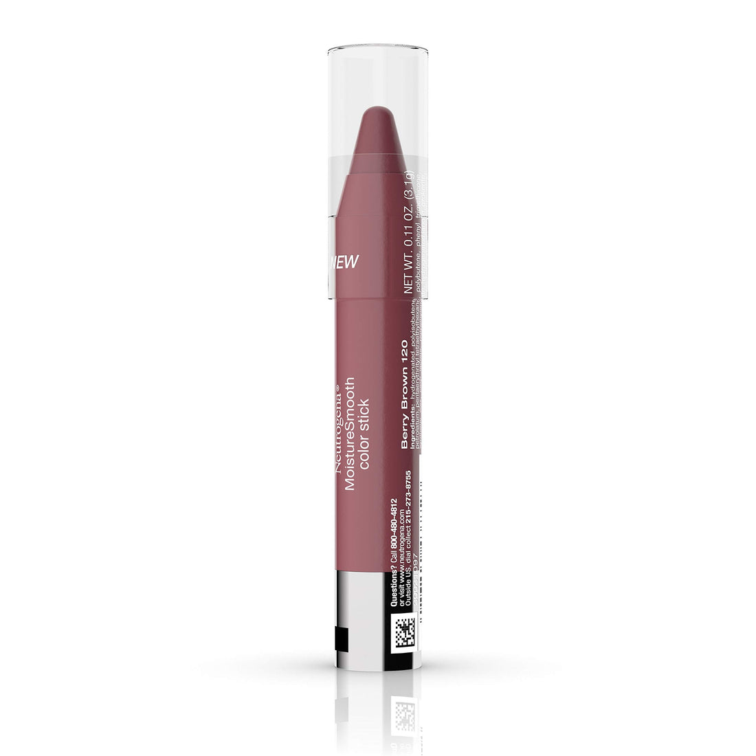 Neutrogena Moisturizing and Conditioning Shimmery, Sheer Smooth Color Lipstick with a Balm-Like Formula, Nourishing Shea Butter and Fruit Extracts, 120 Berry Brown, 011 oz