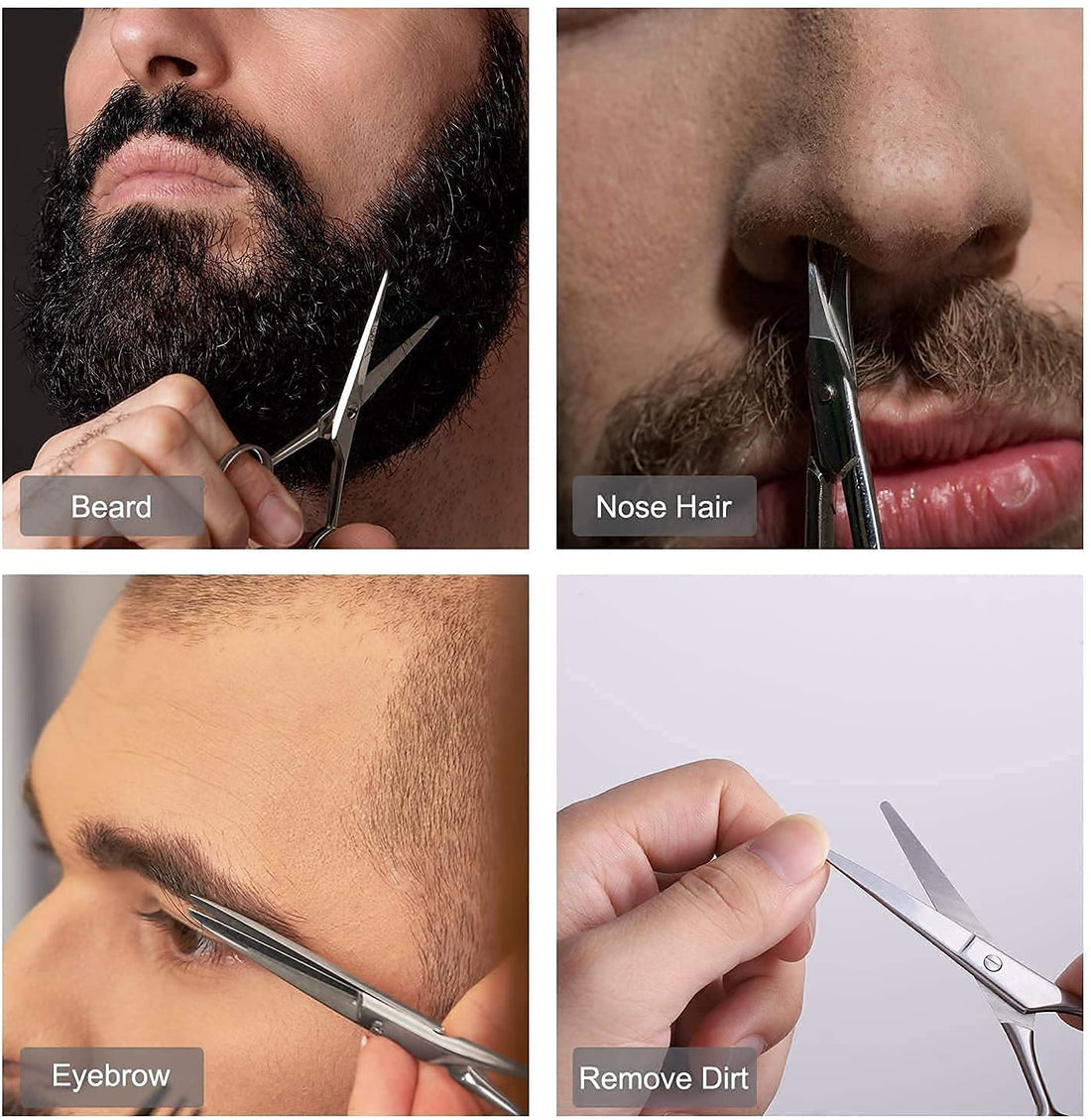 Suvorna small scissors for beard, mustache, facial, nose, eyebrow, and ear hair - Hair scissors for cutting, trimming & grooming - Made with 4.5 stainless steel for barbers, professional, & home user