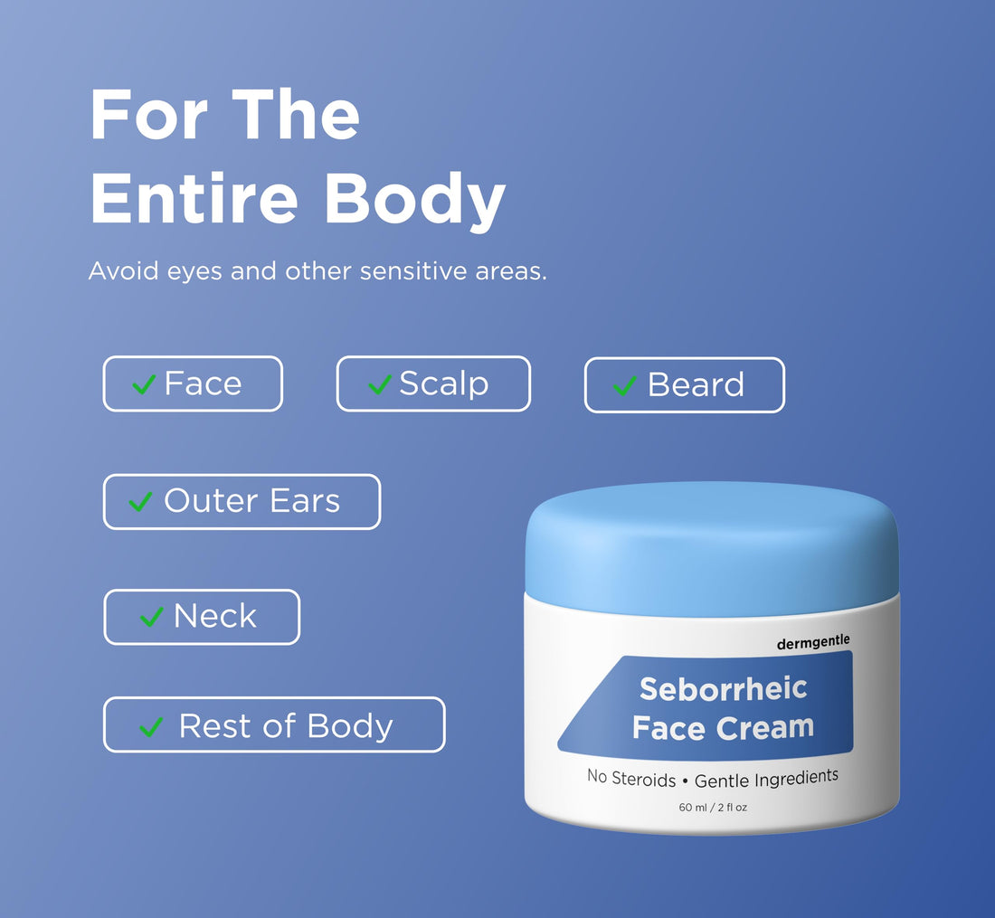 Seborrheic Dermatitis Face Cream - Skin Rejuvenation and Barrier Repair with MCT Oil, Squalane - Moisturizing Face, Scalp and Body Cream for Sensitive Skin Seb Derm - No Steroids for Lasting Results