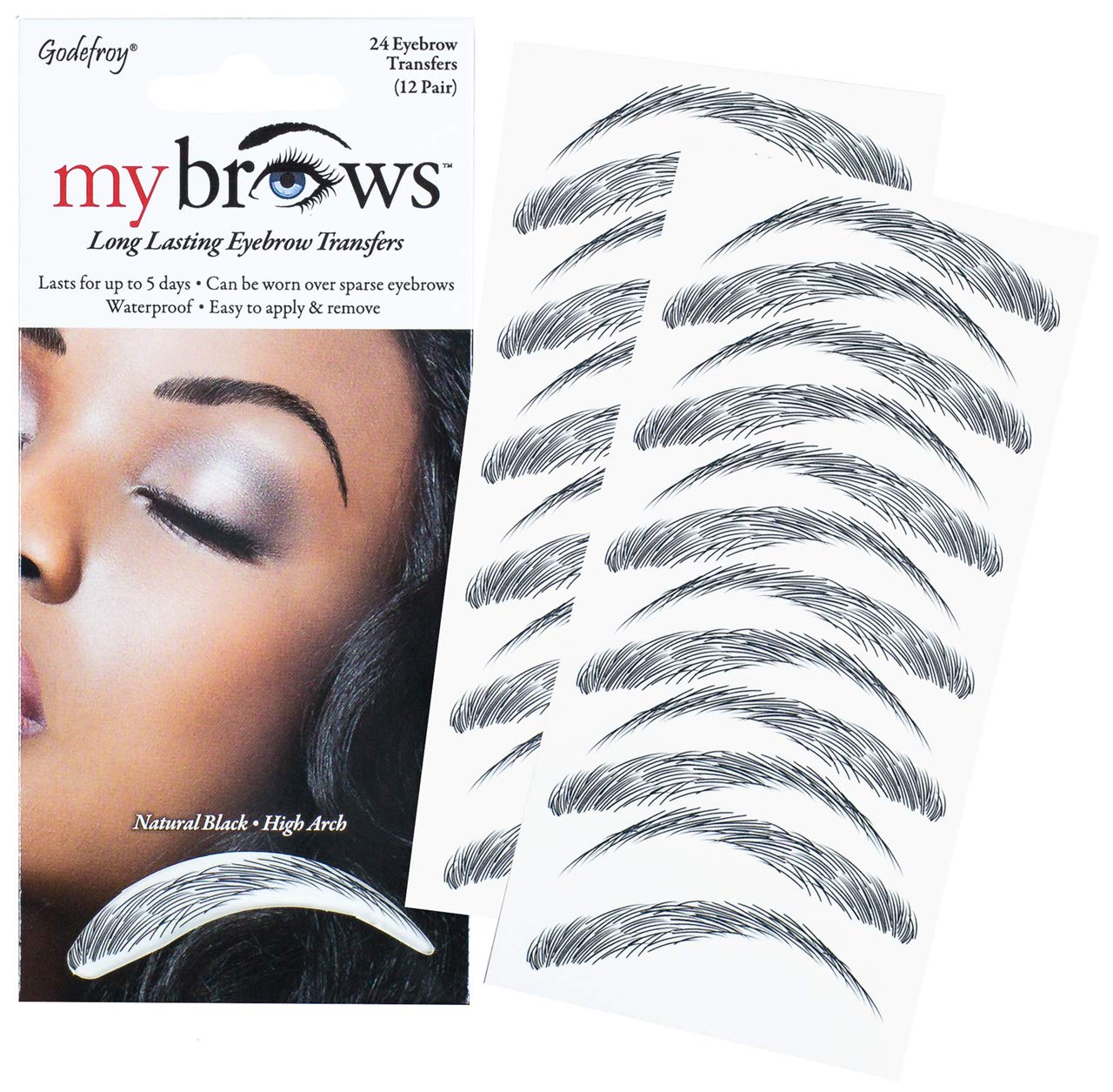 Godefroy MyBrows Long Lasting Eyebrow Transfers Natural Black-High Arch