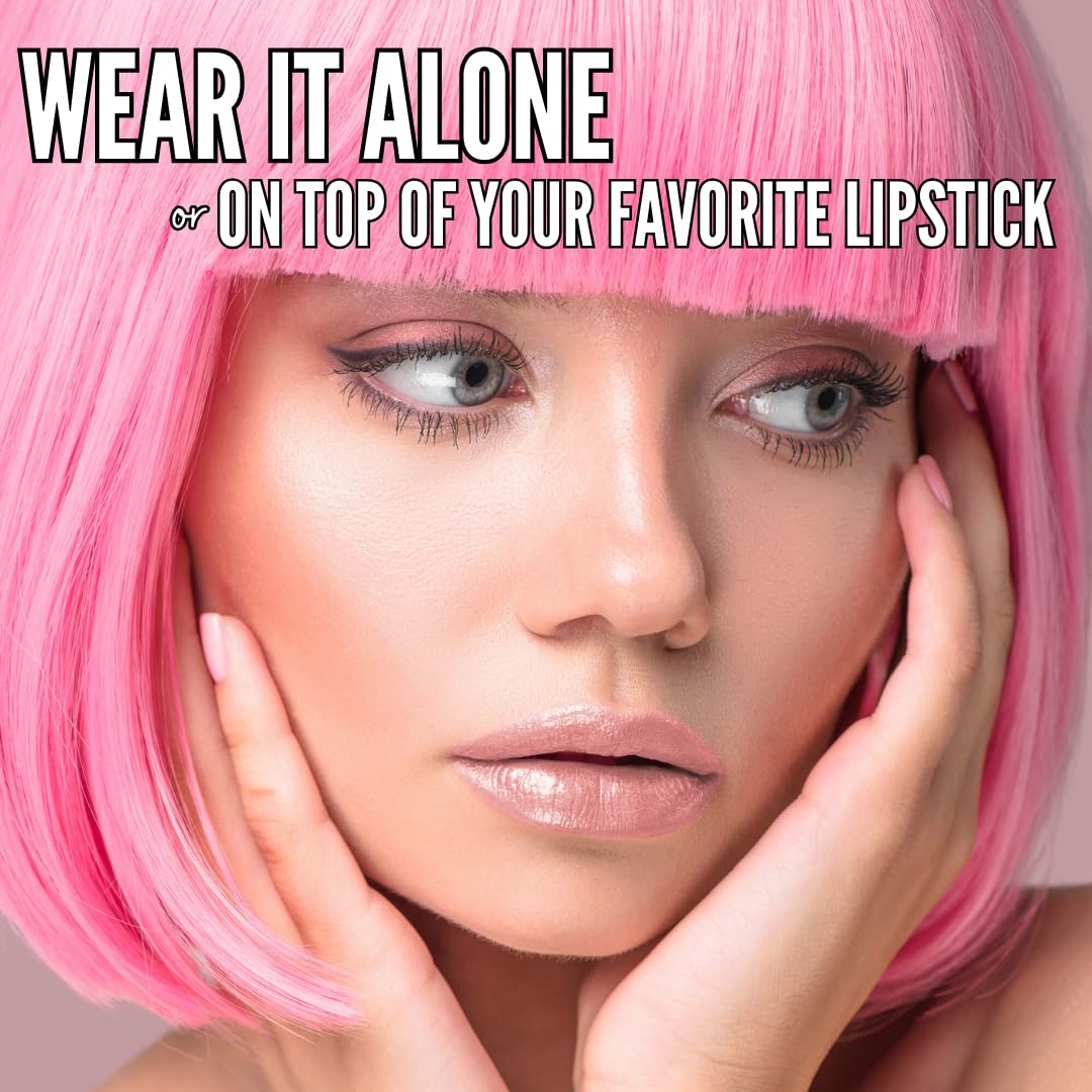 Mynena Light Rose Gold Shimmer Lip Gloss | Non-Sticky Lip Topper with Shea Butter – Lightweight Moisturizing Paraben-Free | Fine Glitter Demi-Sheer Gloss for Cosplay & Everyday Glam | Pinky