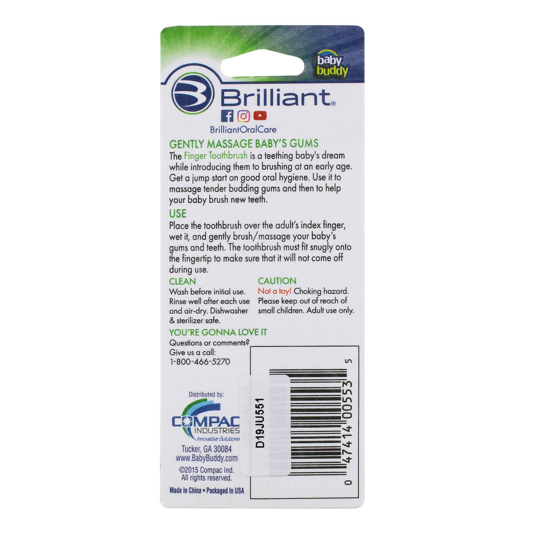 Baby Buddy Finger Toothbrush, Blue-Clear (Pack of 2)