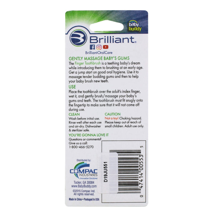 Baby Buddy Finger Toothbrush, Blue-Clear (Pack of 2)