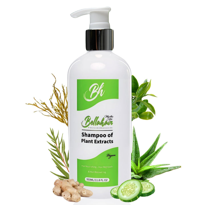 Bellahair Moisturizing Shampoo for Dry Damaged Hair & Growth - Sulfate Free 100% Organic Color Safe Shampoo for Straight & Curly Hair - Deeply Hydrates, Volumize, Softens, Smooths, Restore Shine