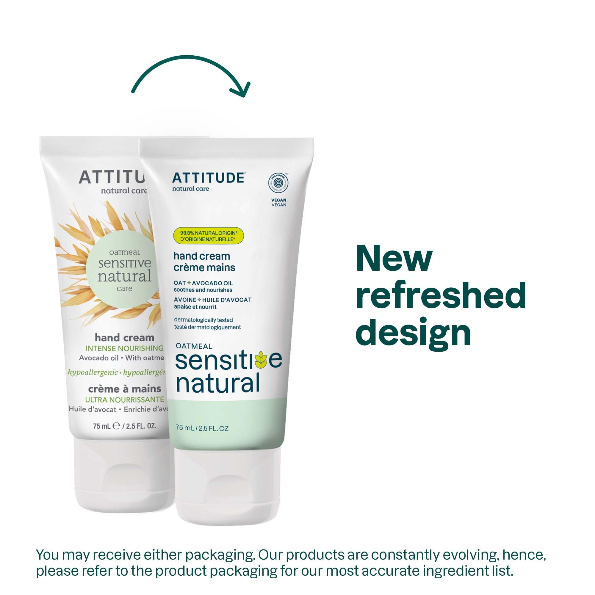 ATTITUDE Nourishing Hand Cream for Dry & Sensitive Skin, Dermatologist-tested & Hypoallergenic, EWG Verified, Vegan & Cruelty-free Hand Moisturizer, Avocado Oil, 2.5 Fl. Oz.