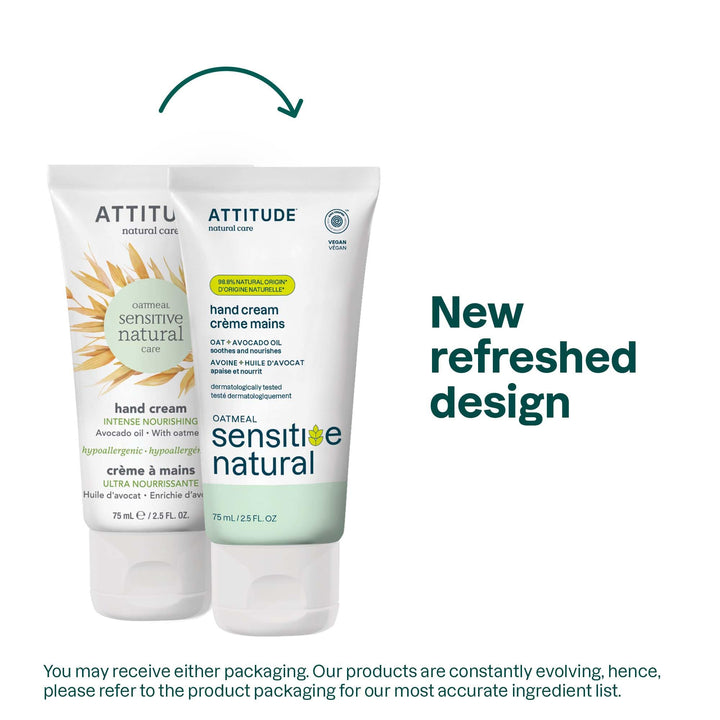 ATTITUDE Nourishing Hand Cream for Dry & Sensitive Skin, Dermatologist-tested & Hypoallergenic, EWG Verified, Vegan & Cruelty-free Hand Moisturizer, Avocado Oil, 2.5 Fl. Oz.