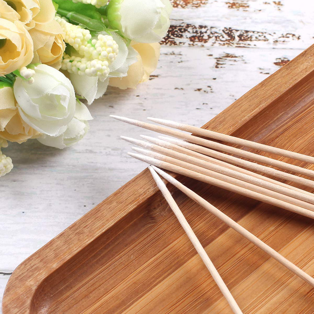 Fenshine 1000 Count Microblading Cotton Swab, Cotton Swabs Pointed Tip, Cotton Swabs Wood Sticks, Cotton Tipped Applicator, Tattoo Permanent Supplies (1000pcs)