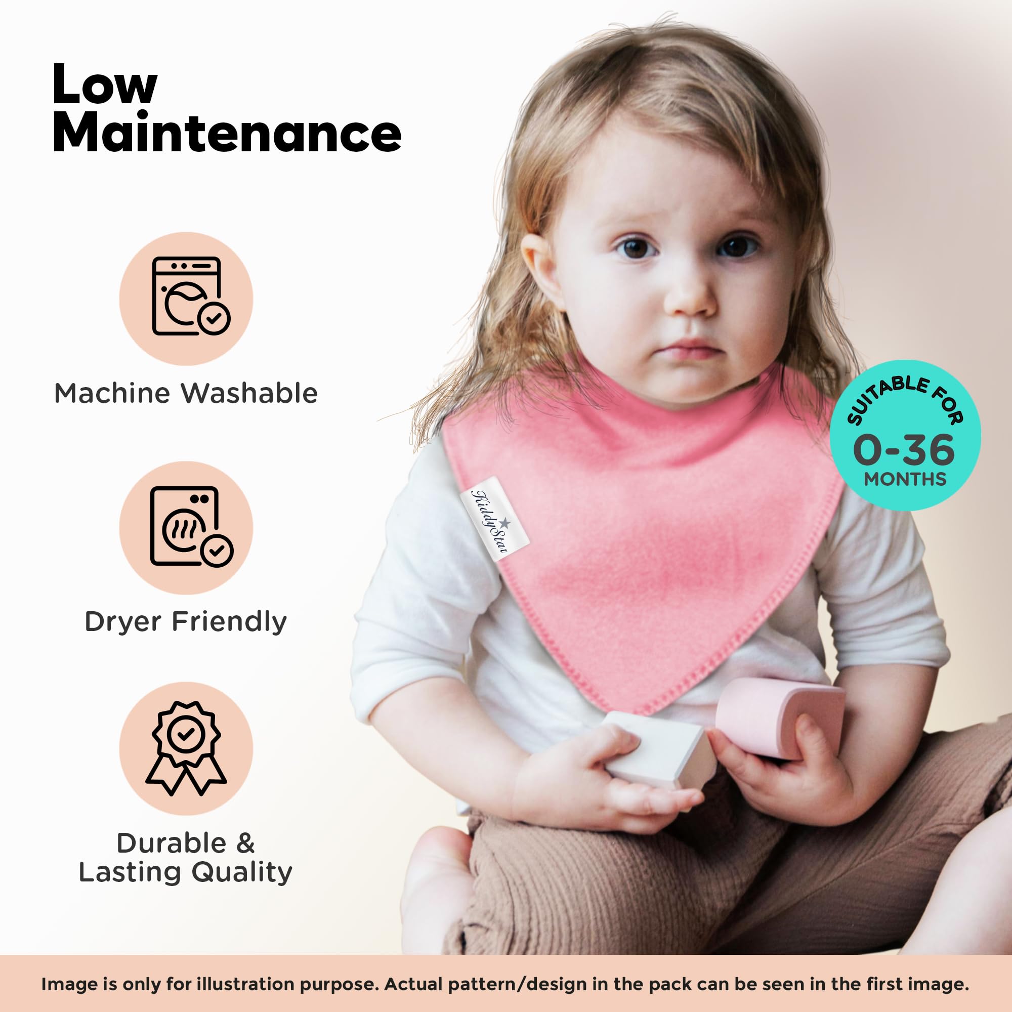 KiddyStar Double Layer Bandana Bibs - Multi Snaps Adjustable Organic Cotton Teething Bib - Absorbent Drooling Protection