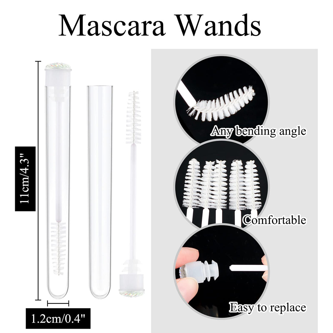 Dming 20pcs Eyelash brush Lash Wand Makeup tool Eyelash Extension supplies Cleaning brush Diamond Mascara scale white