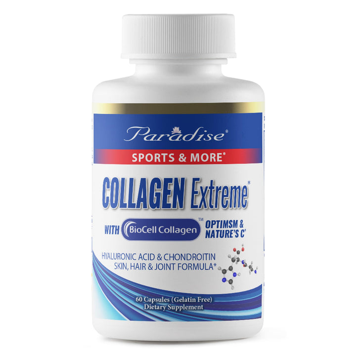 Paradise Herbs Collagen Extreme with Biocell Collagen, Hylauronic Acid and Nature's C, for Healthy Hair, Skin, and Joints, 60 Capsules