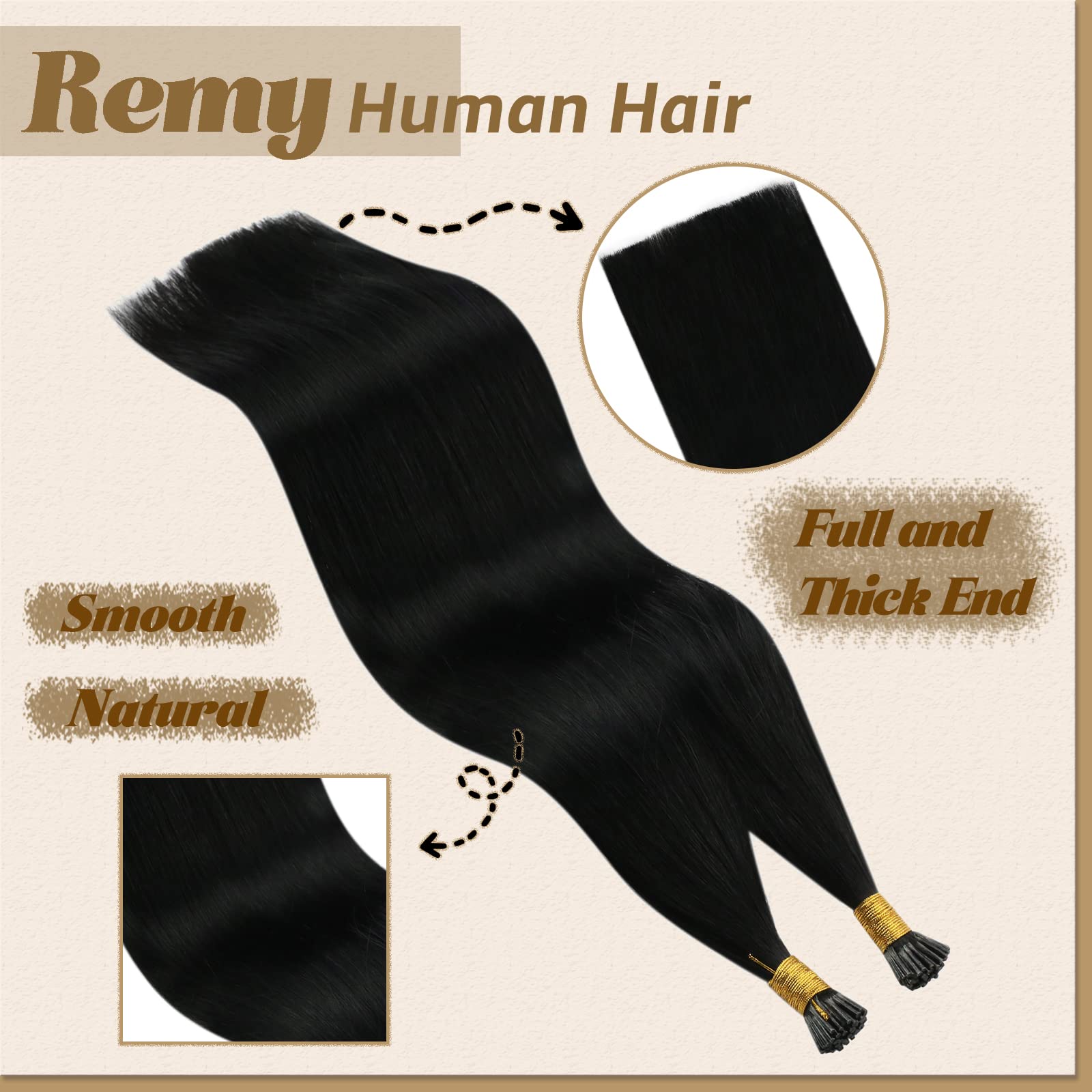 20, 1: Youngsee 20 Inches 100% Real I Tip Hair Extensions Keratin Human Hair Jet Black #1 50 Strands Fusion Tip Extensions Remy Human Hair Salon Style