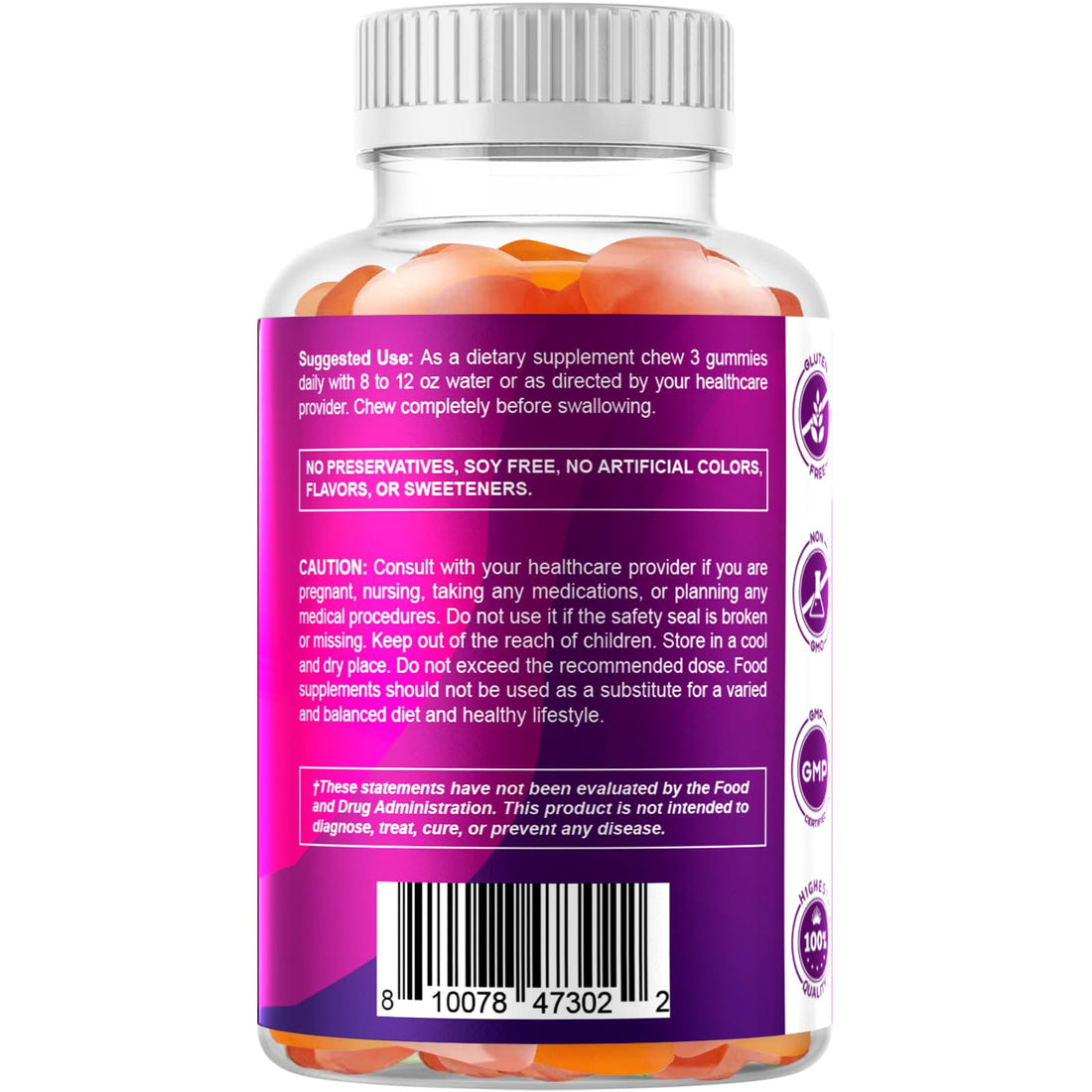 Vitamatic 2 Pack Prebiotic Fiber Gummies for Adults - 7G Fiber Extra Strength - Zero Sugar Added - 60 Pectin Based Gummies - Digestive Health & Regularity Support, (Total 120 Count)
