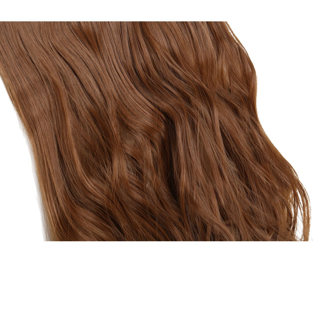 Clip in / on Hair Extension 5 Clips One Piece Full Head Hairpiece Synthetic Heat-Resistant Hair For Party/Halloween For Women Girls Teen (27curly,light brown)