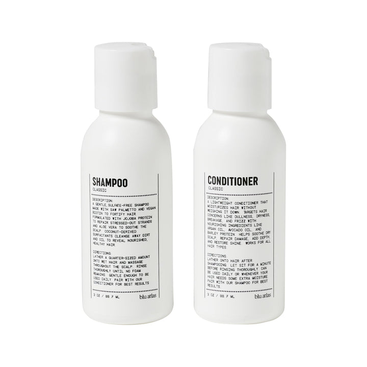 Blu Atlas Travel Size Shampoo and Conditioner for Men and Women- Deep Moisturizing and Nourishing– 2 Pc. Set – TSA Approved Sizes- 3oz.